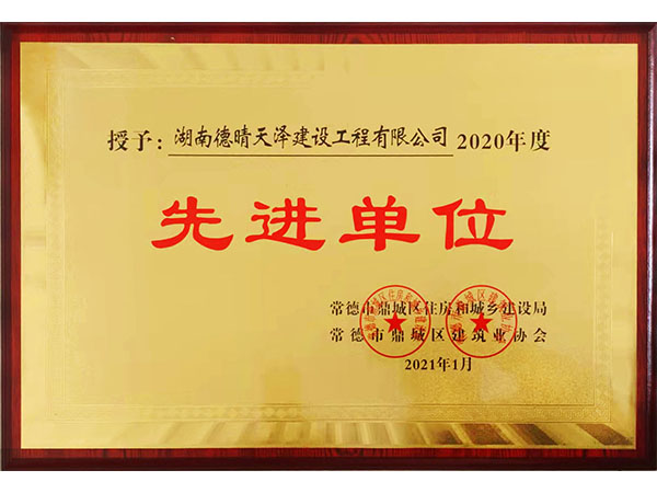 2020年度鼎城協(xié)會先進單位2021年1月頒發(fā)